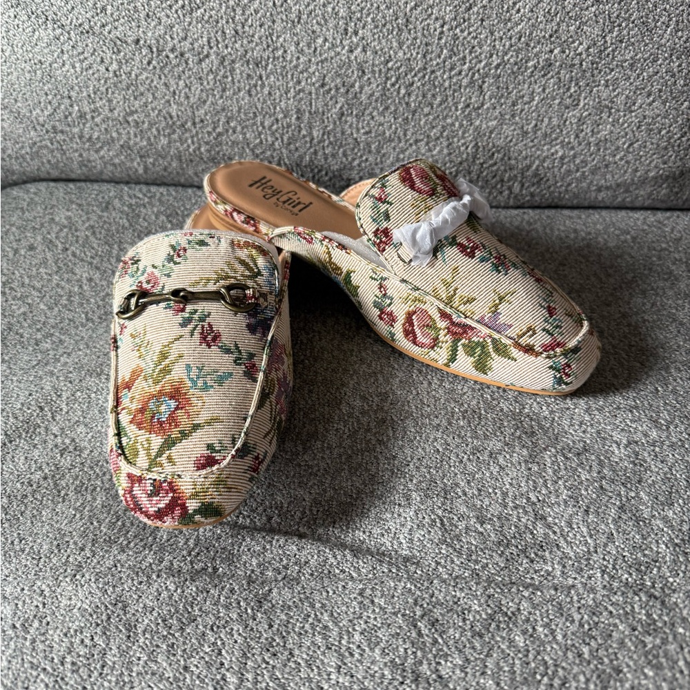 Floral Women's Mules by Hey Girl by Corkys - Cream and Multicolor